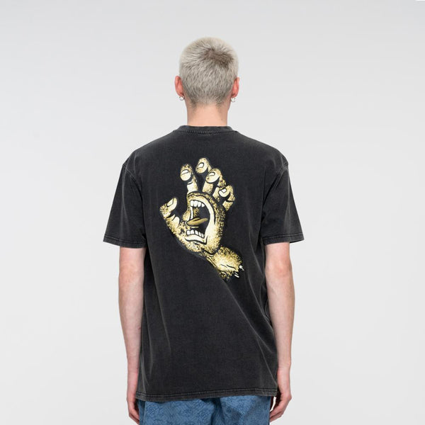 Santa Cruz Mens T-Shirt Street Creep Hand Black Acid Wash SCA-TEE-844