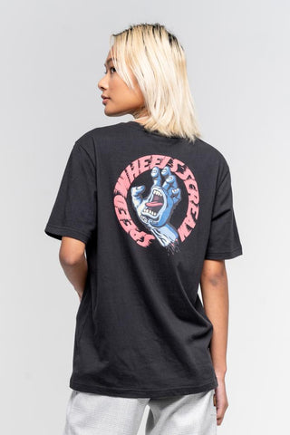 Santa Cruz Womens T-Shirt Vintage Screaming Hand Scream Tee - Black Wash
