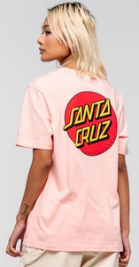 Santa Cruz Womens T-Shirt Classic Dot T-Shirt Blossom Pink SCA-WTE-115