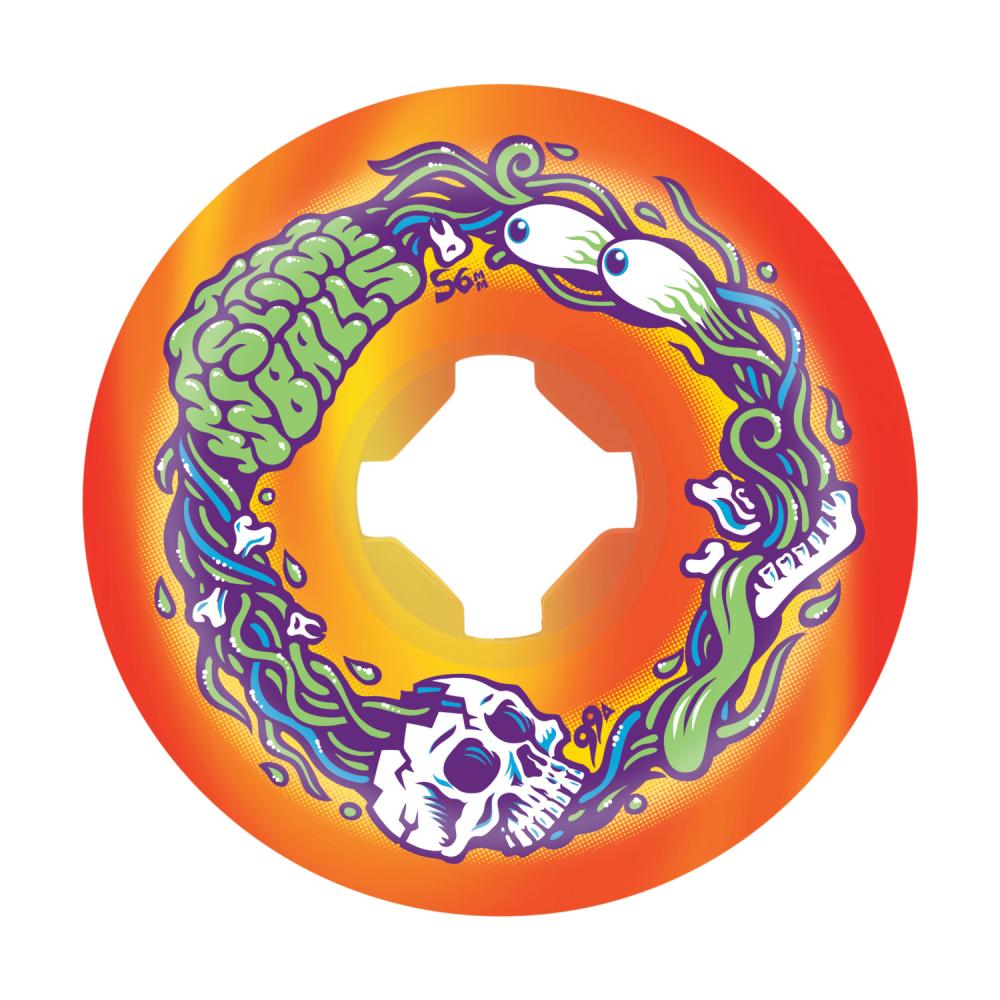 Santa Cruz - Slime Balls Skateboard Wheels (pack of 4) - Brains Speed Balls - Orange / Yellow swirl 99a 56mm SLM-SKW-0101