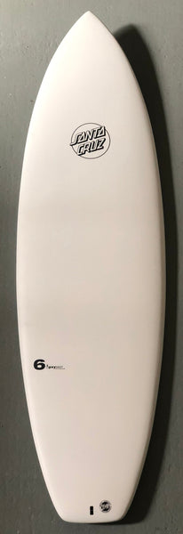Santa Cruz Razor Back 6'0 Surfboard White Dura Flex (Futures fins system)