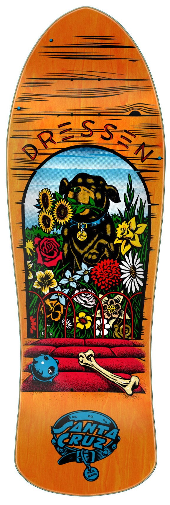 Santa Cruz Skateboard Deck Reissue Dressen Pup 9.5in x 29.44in SCR-SKD-5021