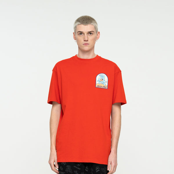 Santa Cruz Beach Bum Hand Scene T-Shirt Artisanal Red Sample 50% OFF
