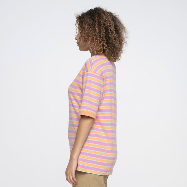 Santa Cruz Womens T-Shirt Ad Strip Dolly Oversized Tee Pink Orange Stripe