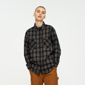 Santa Cruz Long Sleeves Shirt Murphy Navy Check Sample 50% OFF