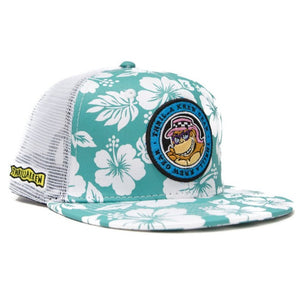 Thrilla Krew Dot Logo Trucker Snapback Cap Floral Teal