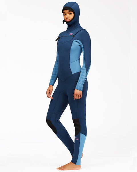 Billabong Women's 5/4 mm Hooded Synergy Wetsuit Chest Zip Graphene Z45G15