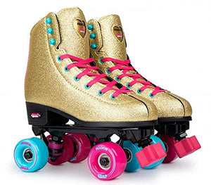Rookie Rollerskates Bump Disco Complete Quad Skates Gold Glitter Adult