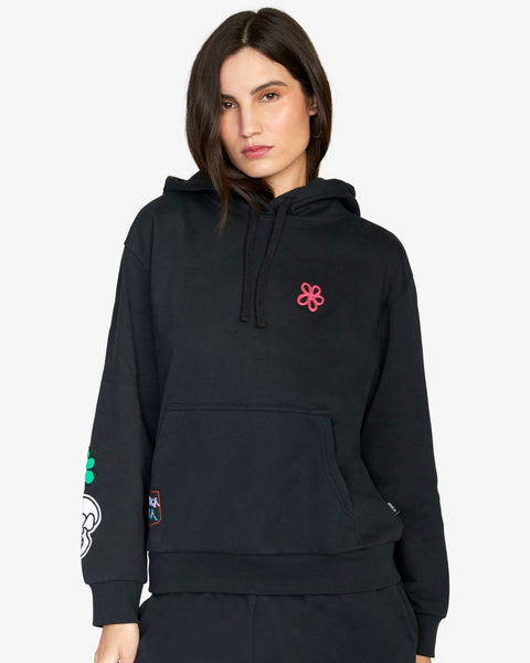 RVCA Mark Oblow Patch Hoodie for Women Black Small F3HORERVF2