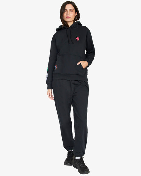 RVCA Mark Oblow Patch Hoodie for Women Black Small F3HORERVF2