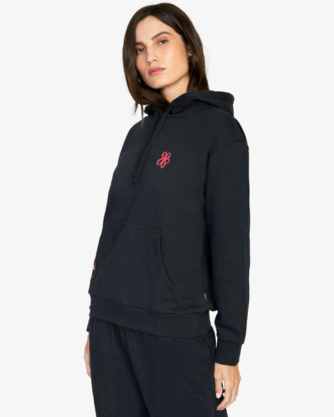 RVCA Mark Oblow Patch Hoodie for Women Black Small F3HORERVF2