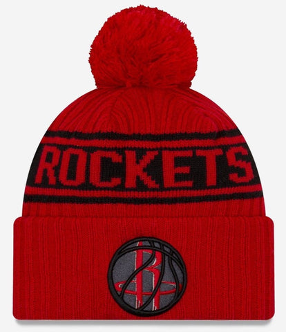 New Era Houston Rockets NBA21 Pom Knit Beanie Hat Red 60143871