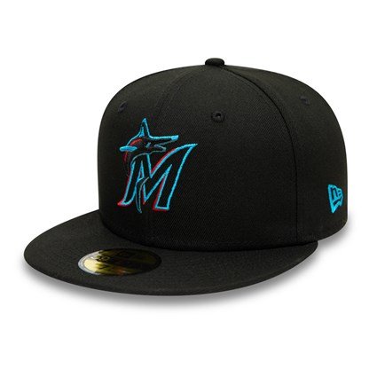 New Era Miami Marlins Authentic On Field Game Black 59FIFTY Cap Black 12593079-714