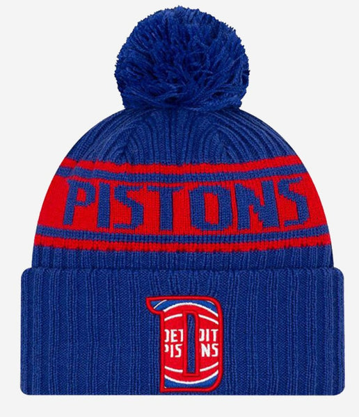 New Era Detroit Pistons NBA21 Pom Knit Blue Beanie Hat 60143879