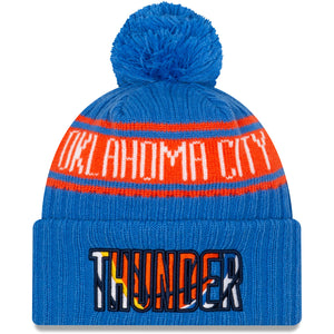 New Era Oklahoma City NBA21 Pom Knit Beanie Hat Blue 60143849